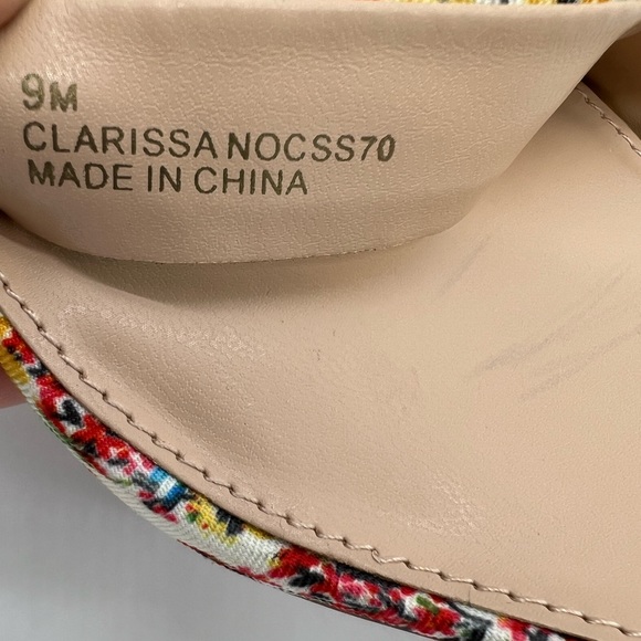 Nanette Lepore Clarissa Orange/Blue Floral Block Heels Sandals Size 9 - Picture 12 of 16